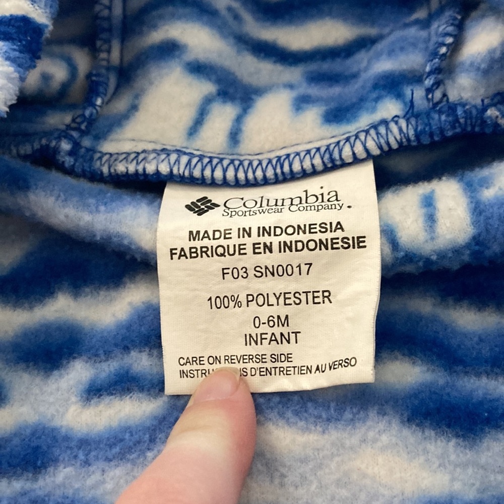 Columbia Blue White Polar Bear Polyester Fleece Winter Full Zip Bunting Suit - Picture 7 of 7